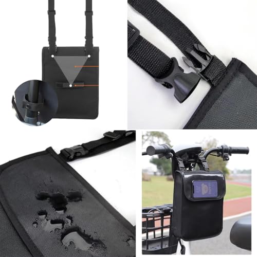 SquEqu Electric Scooter Bag Storage Pouch Handlebar Attachement Large Capacity with Waterproof Phone Holder Pocket Front Hanging Bags Organizer for Bike Handle Bar eBike Motorcycle Bicycle Escooter - Image 4