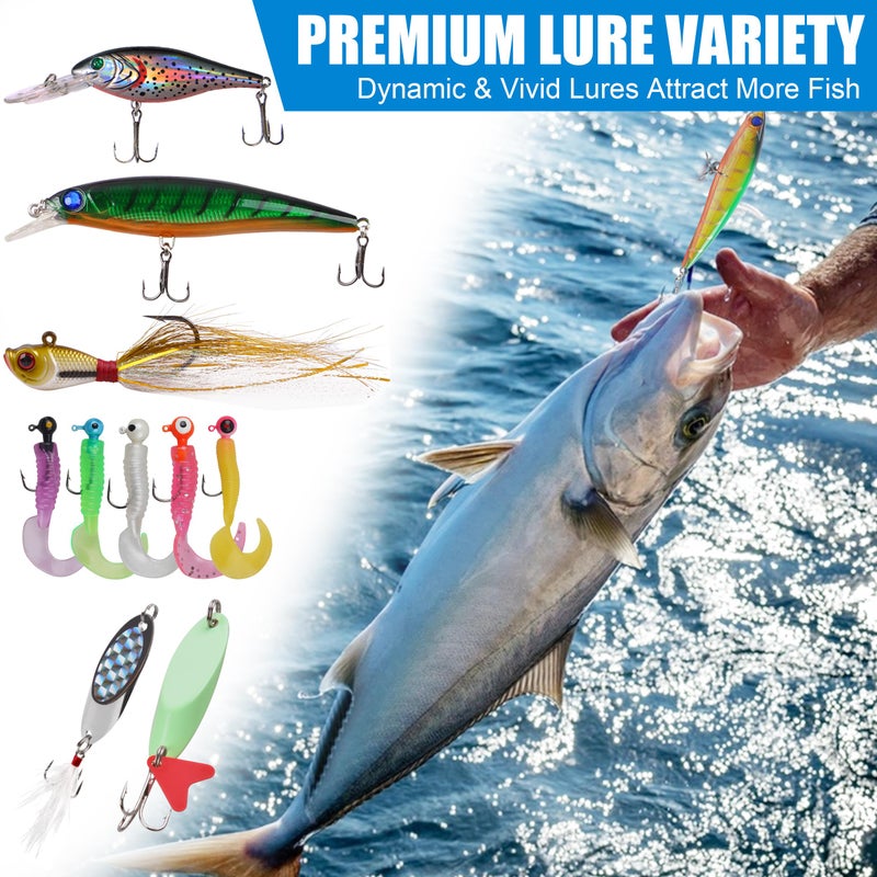 OROOTL Saltwater Fishing Tackle Box, 212pcs Surf Fishing Gear Kit Saltwater Lures Bait Rigs Bucktail Jigs Spoon Crankbait Pyramid Sinkers Hooks Swivels, Perfect Fishermen Gifts - Image 5
