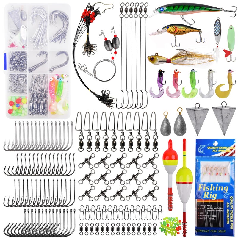 OROOTL Saltwater Fishing Tackle Box, 212pcs Surf Fishing Gear Kit Saltwater Lures Bait Rigs Bucktail Jigs Spoon Crankbait Pyramid Sinkers Hooks Swivels, Perfect Fishermen Gifts - Image 1