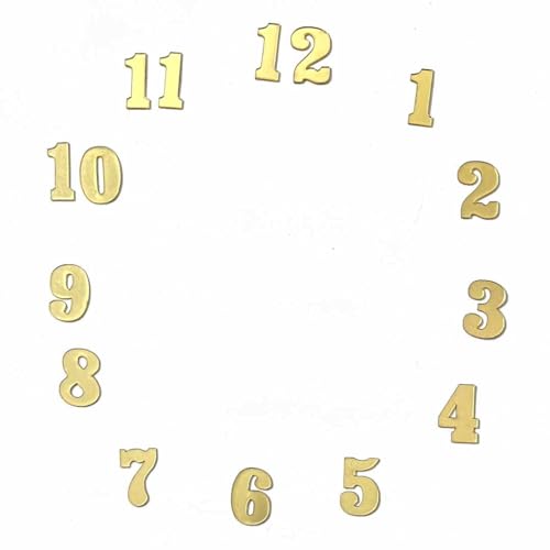 ADIKALA 1 Inch Height 2mm Acrylic Clock Number Set 1-12 for Resin Wall Clock, DIY Art & Craft Clock Accessories (Golden) - Image 1