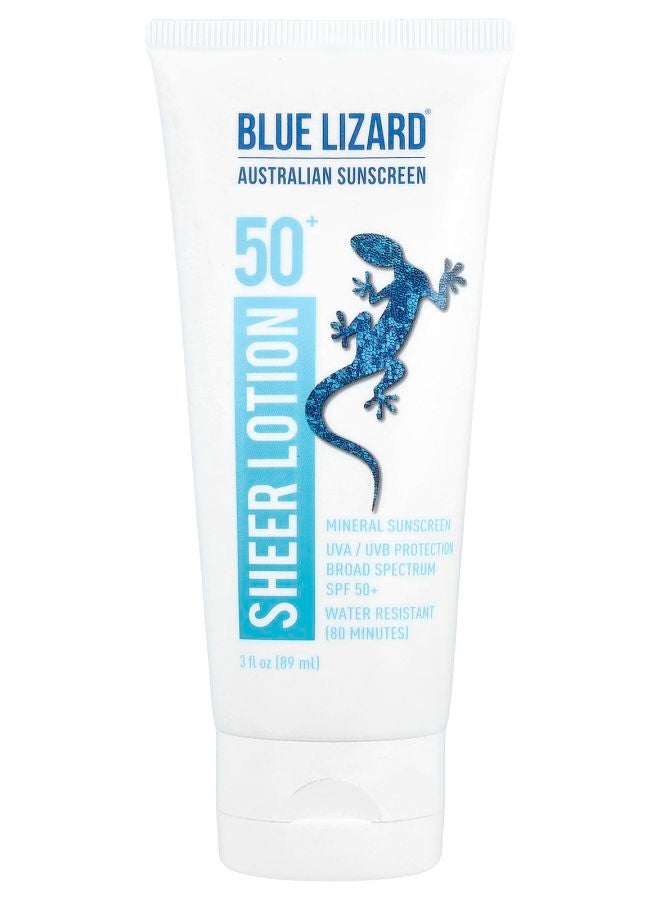Blue Lizard Australian Sunscreen Body Sheer Lotion Mineral Sunscreen SPF 50+ 3 fl oz (89 ml)