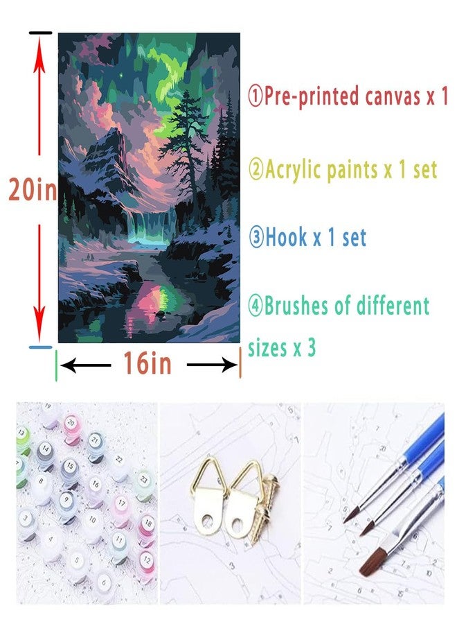 Lovepefe Snow Mountain Paint By Numbers Kit For Adults Beginner Waterfall Adult Paint By Number Kits On Canvas Mountain Oil Painting Kit For Adults' Paint-By-Number Kits For Gift Home Wall Decor 16x20 Inch - Image 5