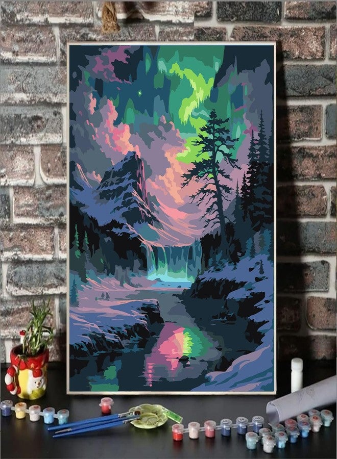 Lovepefe Snow Mountain Paint By Numbers Kit For Adults Beginner Waterfall Adult Paint By Number Kits On Canvas Mountain Oil Painting Kit For Adults' Paint-By-Number Kits For Gift Home Wall Decor 16x20 Inch - Image 2