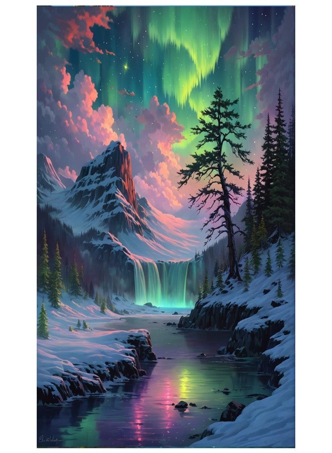 Lovepefe Snow Mountain Paint By Numbers Kit For Adults Beginner Waterfall Adult Paint By Number Kits On Canvas Mountain Oil Painting Kit For Adults' Paint-By-Number Kits For Gift Home Wall Decor 16x20 Inch - Image 1