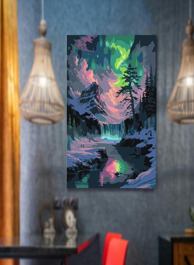 Lovepefe Snow Mountain Paint By Numbers Kit For Adults Beginner Waterfall Adult Paint By Number Kits On Canvas Mountain Oil Painting Kit For Adults' Paint-By-Number Kits For Gift Home Wall Decor 16x20 Inch - Image 4