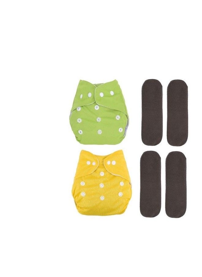DOMENICO Washable Baby Diaper Premium Cloth Diaper Reusable Diaper Washable Diaper Adjustable Size Waterproof Pocket Cloth Diaper Nappie(2 Diaper 4 Insert)(Assorted Color)  - Image 1
