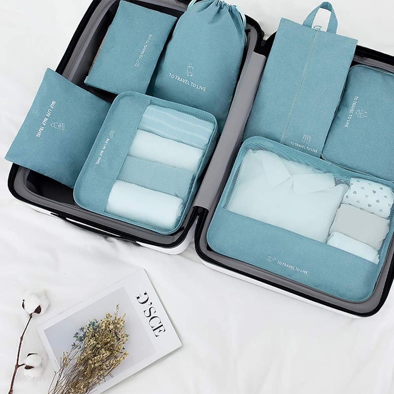 TOCINGO 7 pc / 6 pc Travel Oraganizer Packing cubes kit, Sapace Saver Multi use Bag for Men and Women, Clothes packing cubes for travel, Cupboard Oraganizer cubes (7 pc-SKY BLUE OXFORD) - Image 5