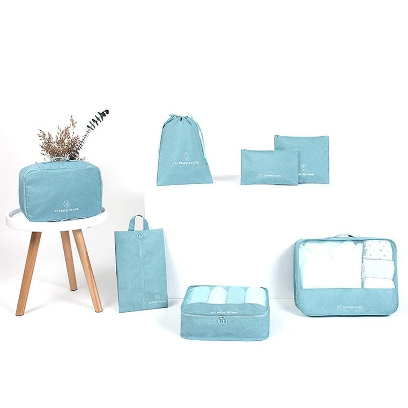 TOCINGO 7 pc / 6 pc Travel Oraganizer Packing cubes kit, Sapace Saver Multi use Bag for Men and Women, Clothes packing cubes for travel, Cupboard Oraganizer cubes (7 pc-SKY BLUE OXFORD) - Image 1