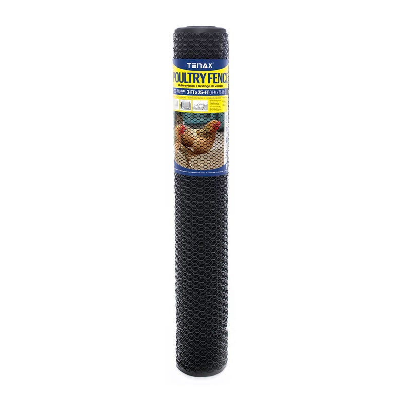 Tenax 2A230090 Poultry Fence 3' x 25' Black Made in USA
