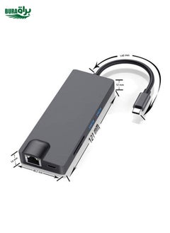 BURAQ 8 In 1 Type-C To HDMI+VAG Gigabit RJ45+USB3.0 Docking Station(Gray)  - Image 2