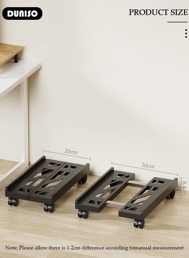 DUNISO Adjustable CPU Stand, Mobile PC Rack,Hollow Cooling Pc Host Tower Stand, CPU Bracket cart with Wheels，Desktop PC Host Base Tray,Movable Pulley Chassis Shelf, Computer Tower Stand, CPU Holder Stand for Home, Office - Image 4