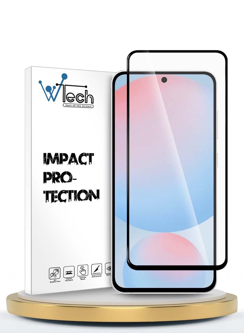 دبليو تيك سامسونج جالاكسي A56 5G 2024 بريميوم E2E سلسلة غراء كامل بغطاء كامل واقي شاشة زجاجي مقسى - شفاف / أسود - Image 1