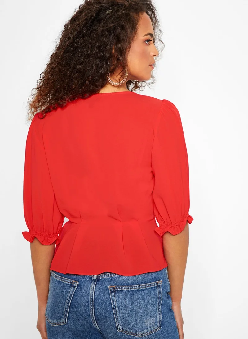 TOPSHOP Scallop Wrap Top