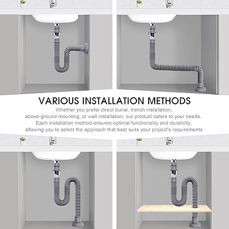 Aspeona Bathroom Sink Drain Kit Flexible Expandable PTrap Pipe Drain Hole Snappy Trap with Builtin AntiClogging Stopper AntiOdor Grey - Image 3