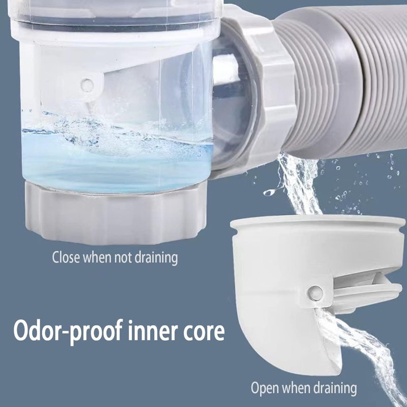 Aspeona Bathroom Sink Drain Kit Flexible Expandable PTrap Pipe Drain Hole Snappy Trap with Builtin AntiClogging Stopper AntiOdor Grey - Image 5
