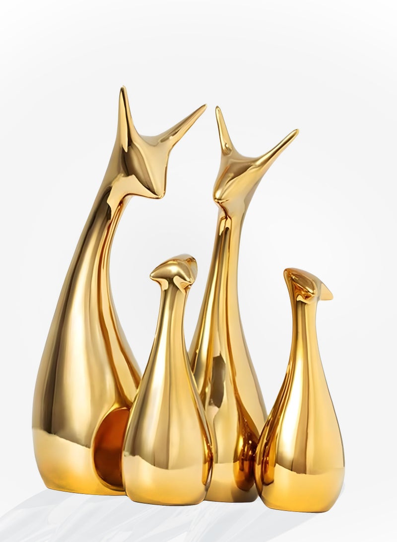4 Pcs Decor Lucky Deer Statue Family Animal Statue Home Ornament for Room Office Ceramic Figure - Image 1