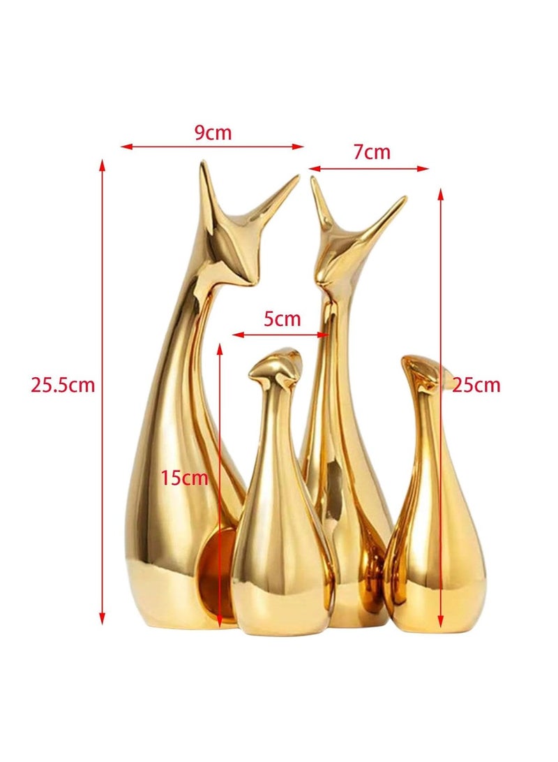 4 Pcs Decor Lucky Deer Statue Family Animal Statue Home Ornament for Room Office Ceramic Figure - Image 2
