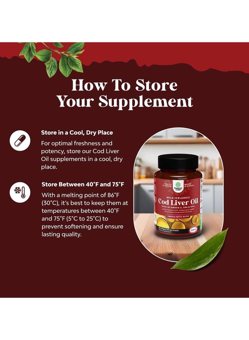 Natures Craft Wild Icelandic Cod Liver Oil, Omega-3,  EPA & DHA, 100 Softgels - Image 4