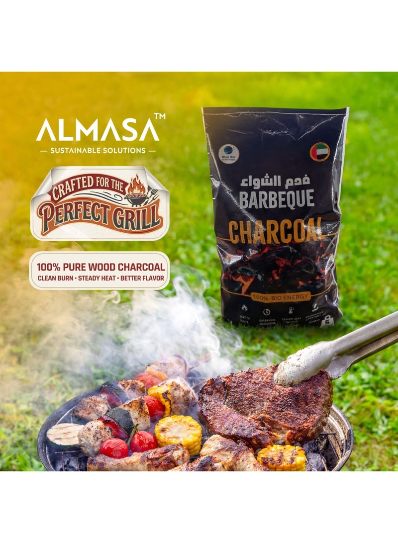 Almasa 5kg Pure Fire Natural Hardwood BBQ Charcoal for restaurant-grade Fuel for Camping Grilling - Image 2