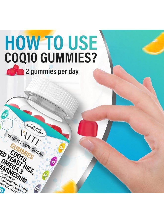 VAITE CoQ10 200mg Gummies with Red Yeast Rice & Magnesium Glycinate - Omega-3, Zinc, and Vitamin K2+D3 for Overall Health - Supplements for Adults - 60 Chewable Gummies - Image 4