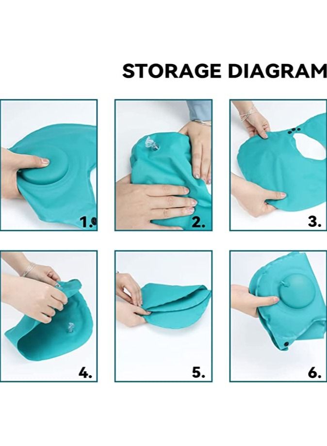 SYOSI Inflatable Travel Pillow, Neck Pillow for Travel Portable Neck Support Pillow for Airplanes/Cars/Buses/Trains/Office Napping, Ergonomic Pillow for Neck Lumbar Support, Portable Hiking Folding Pillow - Image 3