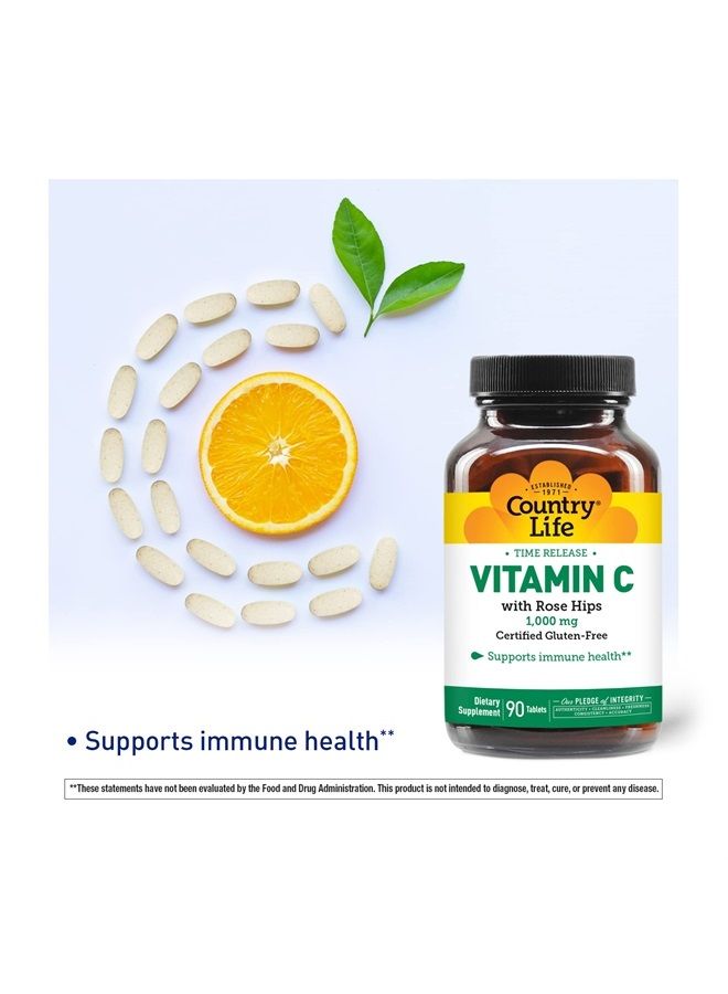 Country Life Vitamin C, 1000 mg, with Rh, 90-Count - Image 1