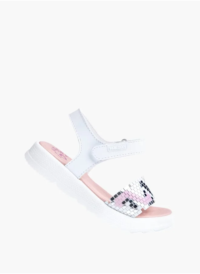بابلوسكي Girls' Embellished Sandals With Hook And Loop Closure