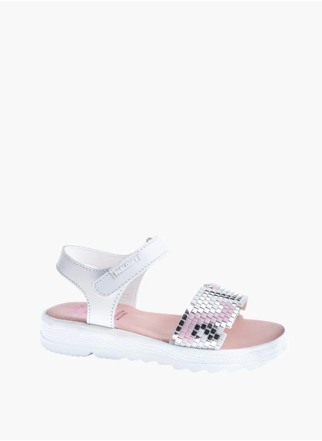 Pablosky Girls' Embellished Sandals With Hook And Loop Closure