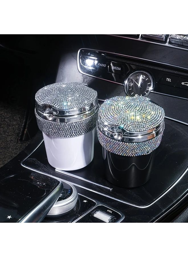 Round Ashtray with Bling Rhinestones and Lid for Home Office Car Desktop Smoke Ash Tray Back Rhinestone - Image 2