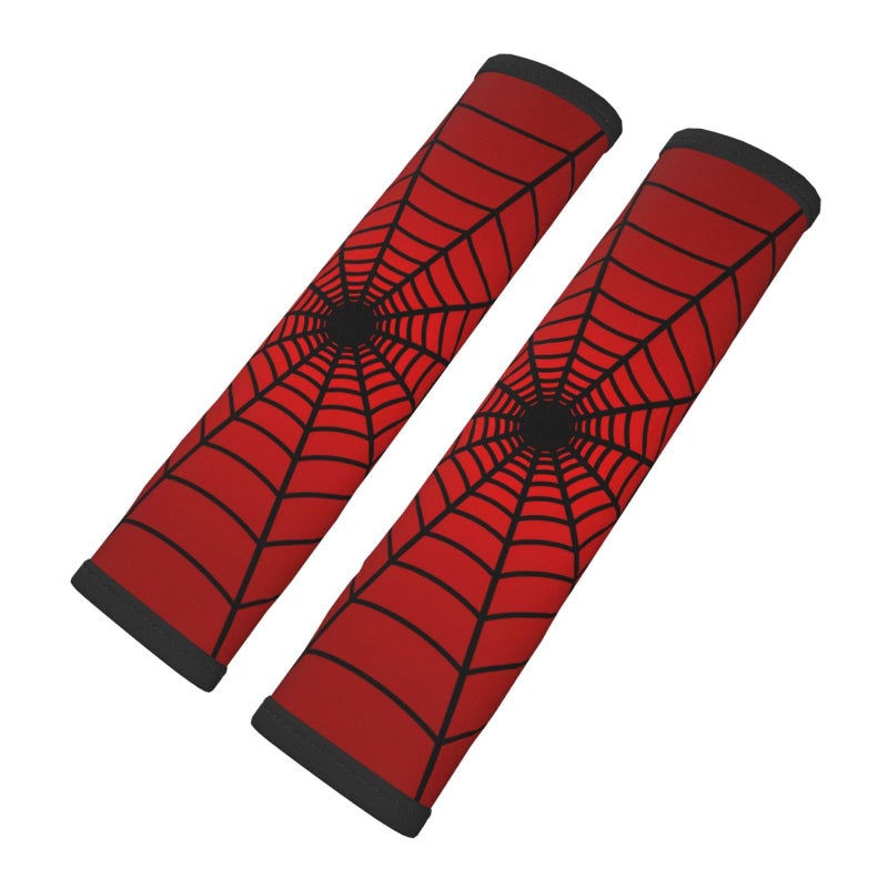 YANGDADA Stylish Red Spider Web Seat Belt Covers Soft Comfortable Shoulder Strap Pads for Adults Universal Car Accessories Pack of 2 - Image 3
