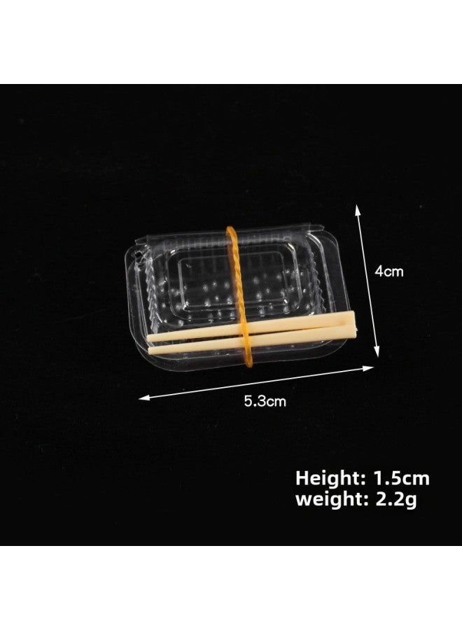 Simulation Transparent Snack Box Model Mini Fruit Box Packing Box Diy Ornaments Doll House Kitchen Toy Accessories-Color:Quick Lunch Box + Chopsticks + Rubber Band  - Image 1