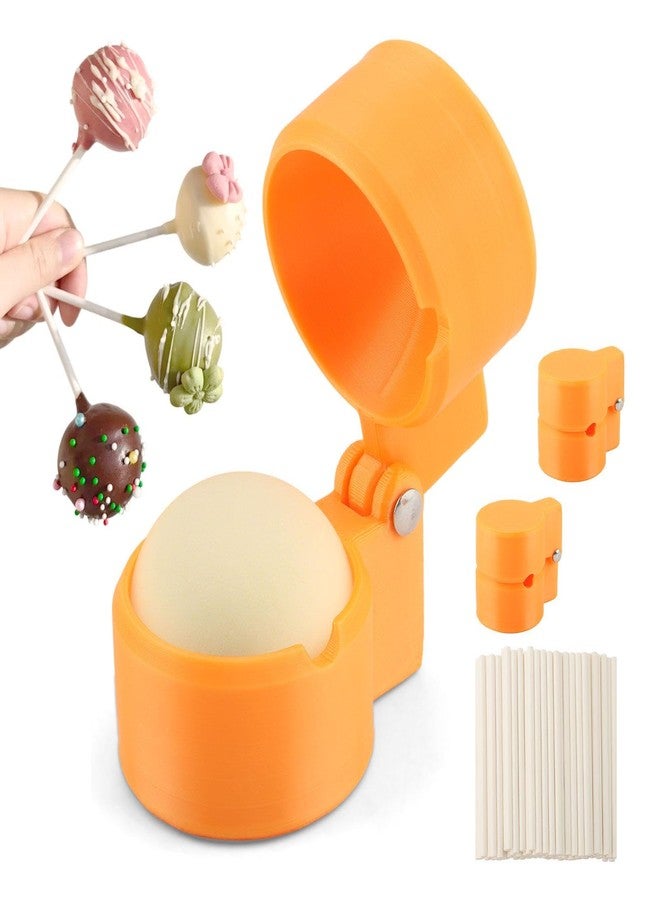 Jeyntanc 2 Pack Round Cake Pop Mold Shapes Press Set, 3D Printed Sphere Circle Cake Pop Cutter and Pusher, Baking Molds Accessories Supplies for Home Baking, Birthday Parties,Wedding Desserts(COLOR:Orange) - Image 1