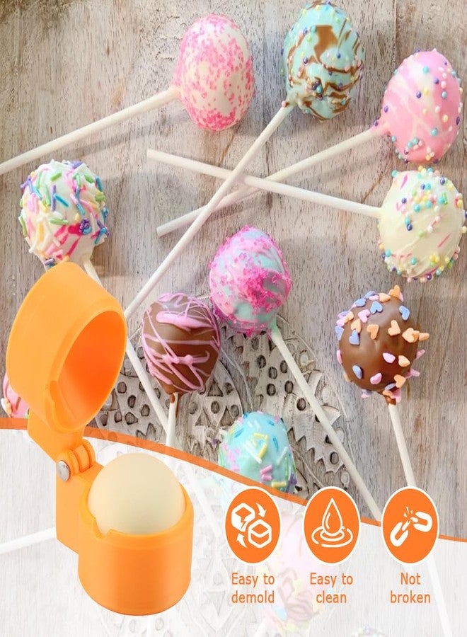 Jeyntanc 2 Pack Round Cake Pop Mold Shapes Press Set, 3D Printed Sphere Circle Cake Pop Cutter and Pusher, Baking Molds Accessories Supplies for Home Baking, Birthday Parties,Wedding Desserts(COLOR:Orange) - Image 4