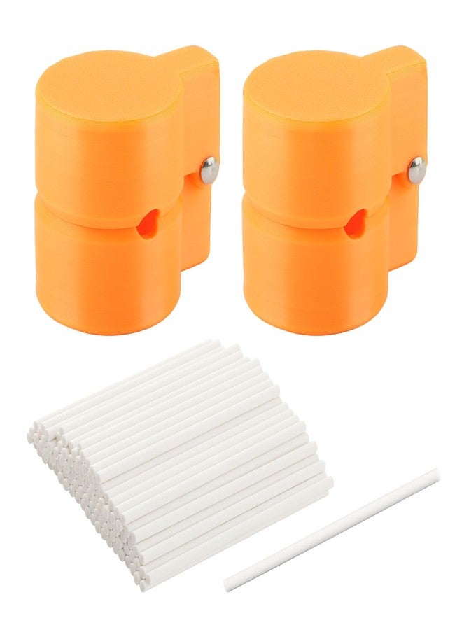 Jeyntanc 2 Pack Round Cake Pop Mold Shapes Press Set, 3D Printed Sphere Circle Cake Pop Cutter and Pusher, Baking Molds Accessories Supplies for Home Baking, Birthday Parties,Wedding Desserts(COLOR:Orange) - Image 2