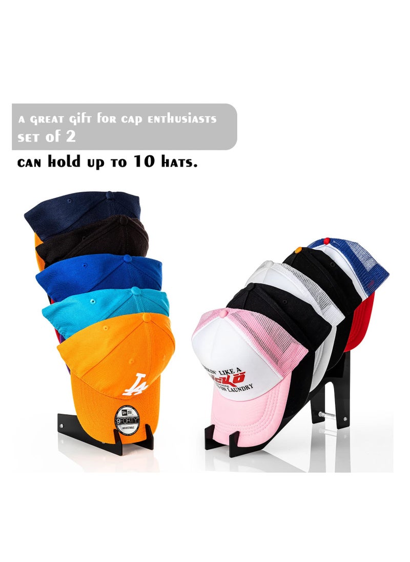 SYOSI - Hat Racks for Baseball Caps, Wall Mount or Stand Up, Holds Up to 10 Caps, Acrylic Hat Display and Storage for Bedroom, Closet, Dresser, Entrance, 2PCS - Image 1