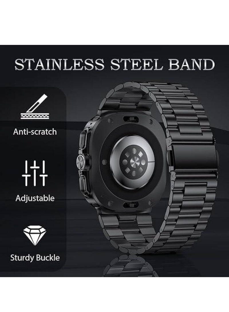 TIGER Stainless Steel Band Compatible with Samsung Galaxy Watch Ultra 47mm, No Gap Solid Metal Business Replacement Wristband Galaxy Watch Ultra Strap (2024) for Men & Women – Stylish, Durable, Adjustable Watch Band for Professional & Casual Wear - Image 4