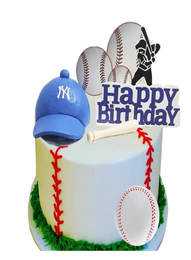 DiDida Baseball Hat Cake Topper with Hat Happy Birthday Sign for Baseball Sport Party - Image 4