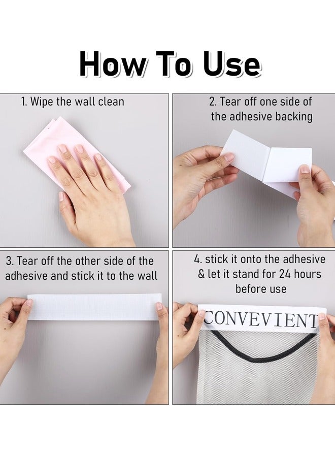 2 Pcs Sticky Wall Mount Mesh Plastic Bag Holder Net Bag Dispenser for Plastic Bags Grocery Bags Storage for Home and Kitchen - Image 3