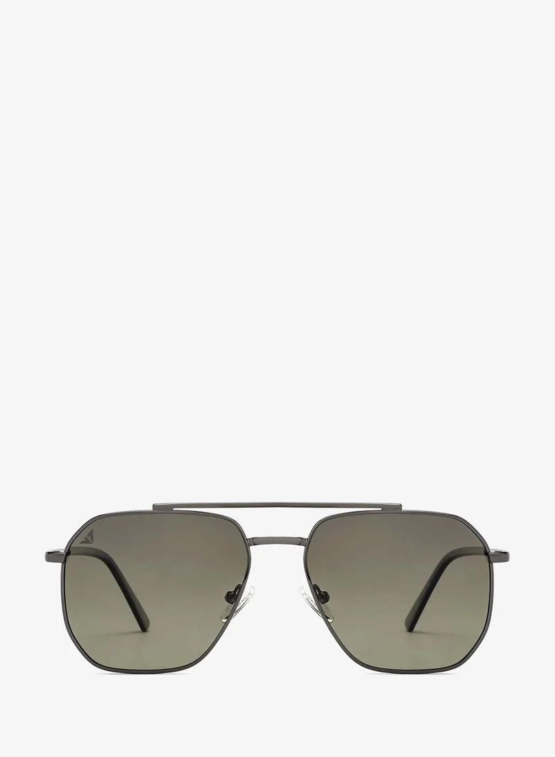 VINCENT CHASE VINCENT CHASE EYEWEAR Unisex Square Sunglasses Grey Frame Green Lens (Large) - Pack of 1