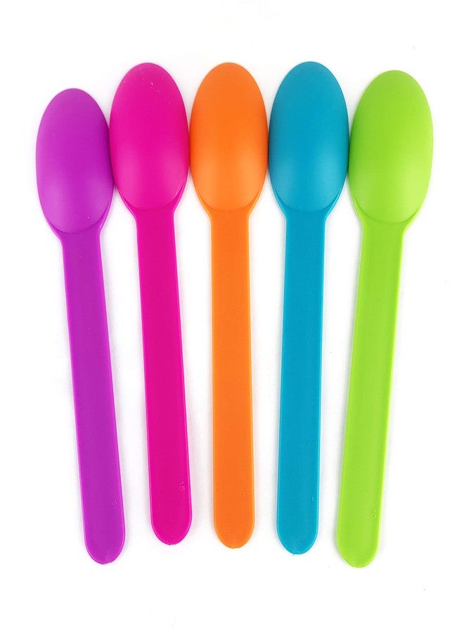 Worlds 50Pack Disposable Plastic Dessert Spoons - 5.9" Mixed Spoons for Ice Cream, Frozen Yogurt, Cereal, and Party Use - Image 3