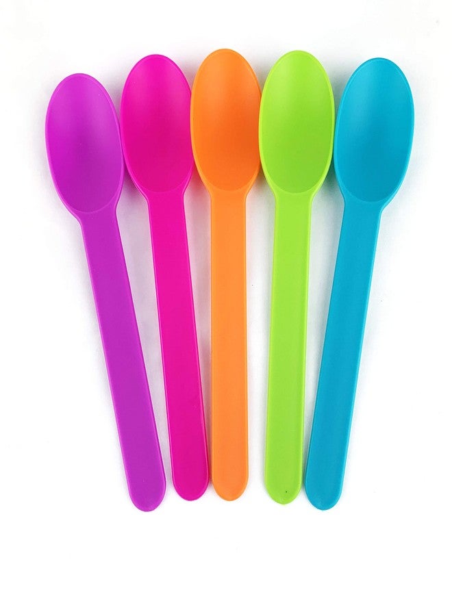 Worlds 50Pack Disposable Plastic Dessert Spoons - 5.9" Mixed Spoons for Ice Cream, Frozen Yogurt, Cereal, and Party Use - Image 2