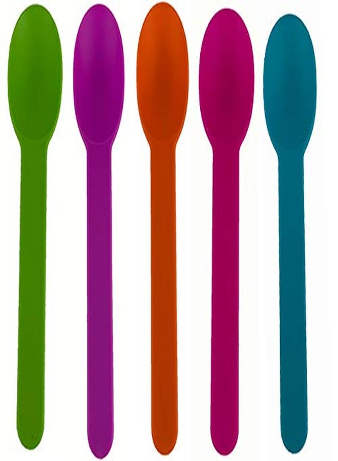 Worlds 50Pack Disposable Plastic Dessert Spoons - 5.9" Mixed Spoons for Ice Cream, Frozen Yogurt, Cereal, and Party Use - Image 1