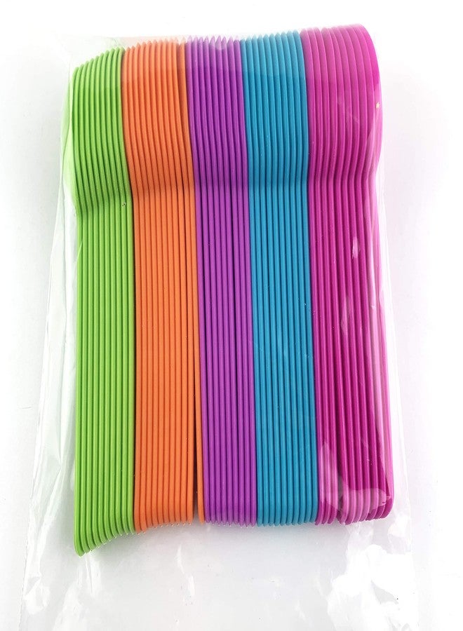 Worlds 50Pack Disposable Plastic Dessert Spoons - 5.9" Mixed Spoons for Ice Cream, Frozen Yogurt, Cereal, and Party Use - Image 4