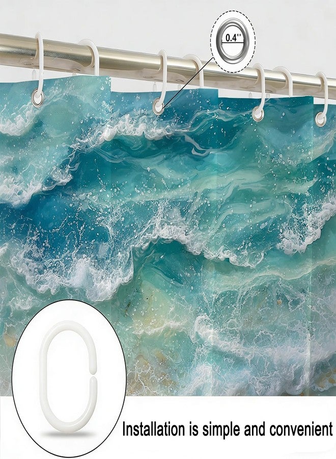 Mocsicka Ocean Beach Shower Curtain for Bathroom Coastal Sea Wave Shower Curtain Waterproof Fabric Beach Conch Starfish Ocean Bathroom Decor Accessories 72 X 72 Inch - Image 4