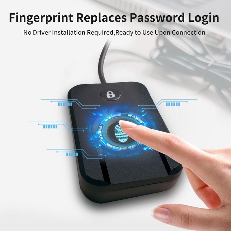 USB Fingerprint Reader for Windows 10/11 Windows Hello Compatible One-Click Lock Screen Auto Driver Setup 5 ft Cable Password-Free Fast Login Biometric Security Device - Image 5