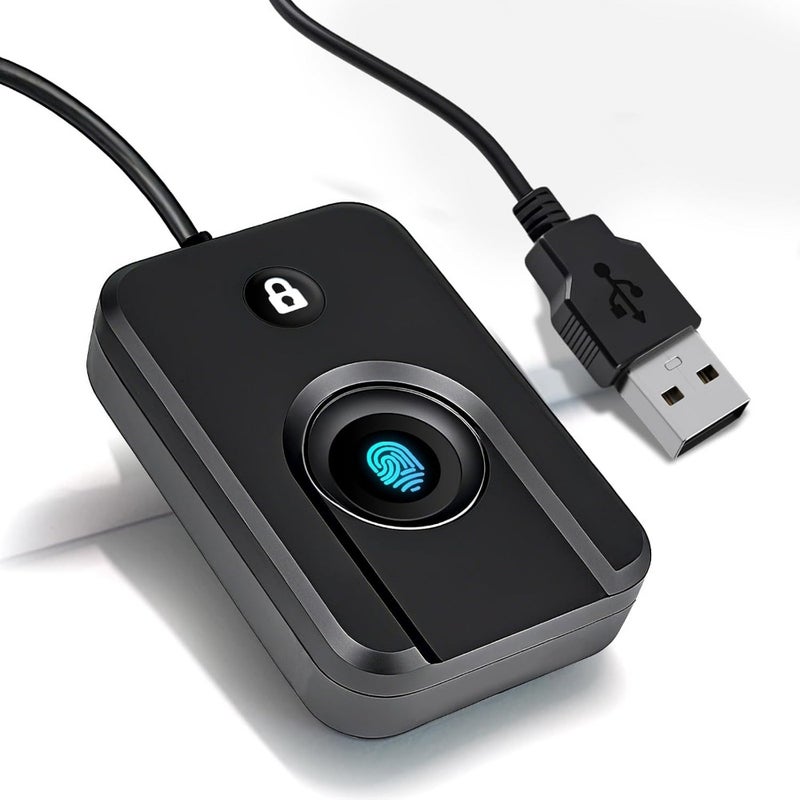 USB Fingerprint Reader for Windows 10/11 Windows Hello Compatible One-Click Lock Screen Auto Driver Setup 5 ft Cable Password-Free Fast Login Biometric Security Device - Image 1