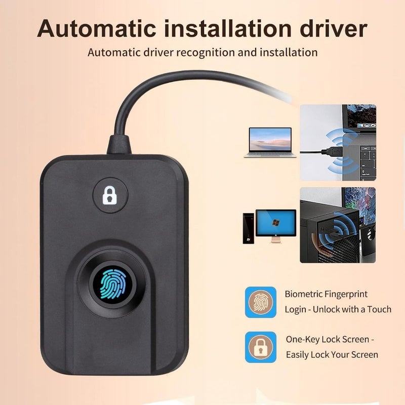 USB Fingerprint Reader for Windows 10/11 Windows Hello Compatible One-Click Lock Screen Auto Driver Setup 5 ft Cable Password-Free Fast Login Biometric Security Device - Image 2