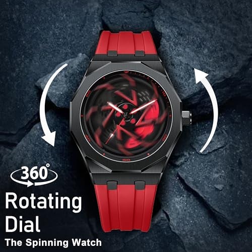 IIK COLLECTION Men's Car Wheel Watch with Spinning Car Rim Hub Design with Silicon Strap|| Analog | Quartz Movement|| Water Resistant, Scratch Resistant - Image 3