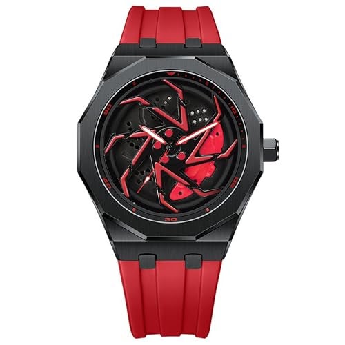 IIK COLLECTION Men's Car Wheel Watch with Spinning Car Rim Hub Design with Silicon Strap|| Analog | Quartz Movement|| Water Resistant, Scratch Resistant - Image 1
