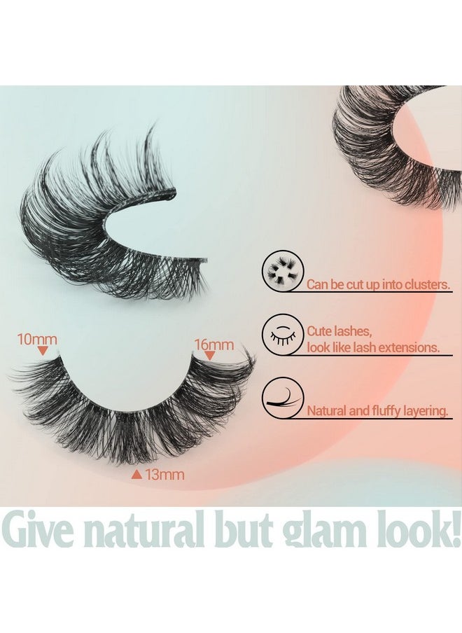 Goddvenus - Lashes Natural Look False Eyelashes D Curl 16Mm Lashes 3D Wispy Faux Mink Eyelashes With Clear Band Fake Eye Lashes 7 Pairs By Goddvenus - Image 1